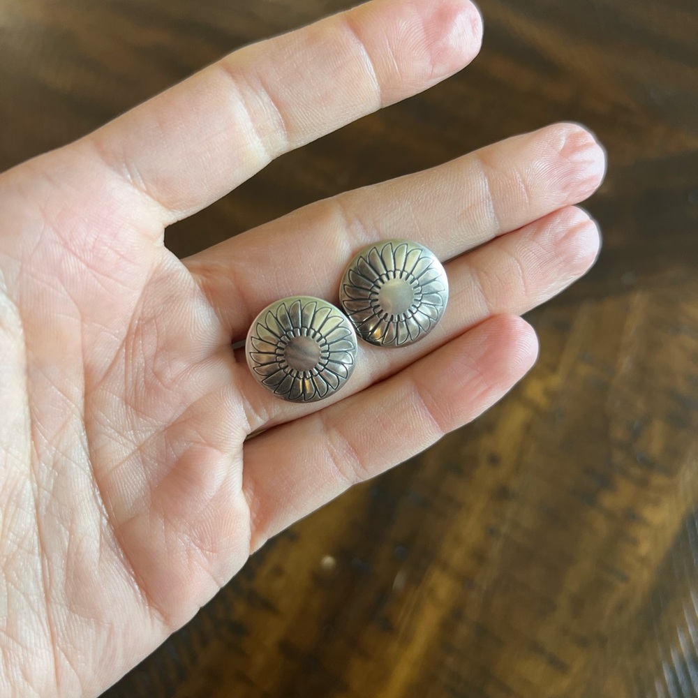 Genuine silver concho earrings